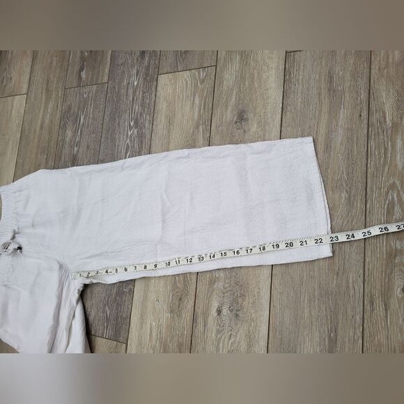 Susan Graver linen blend white pants size small high waist loose casual comfy - Picture 10 of 11